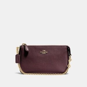Coach Oxblood Bordeaux Pebbled Leather Nolita 19 Chain Strap